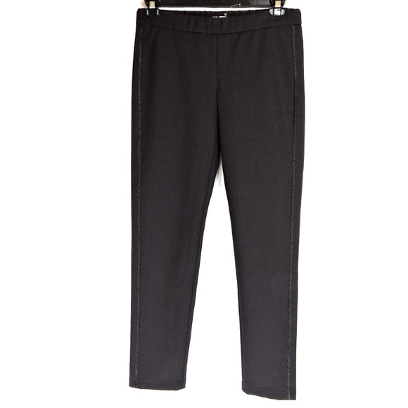 BRUNELLO CUCINELLI 🇮🇹 WOMEN'S BLACK WOOL STRETCH FABRIC FASHION PANTS SIZE 8